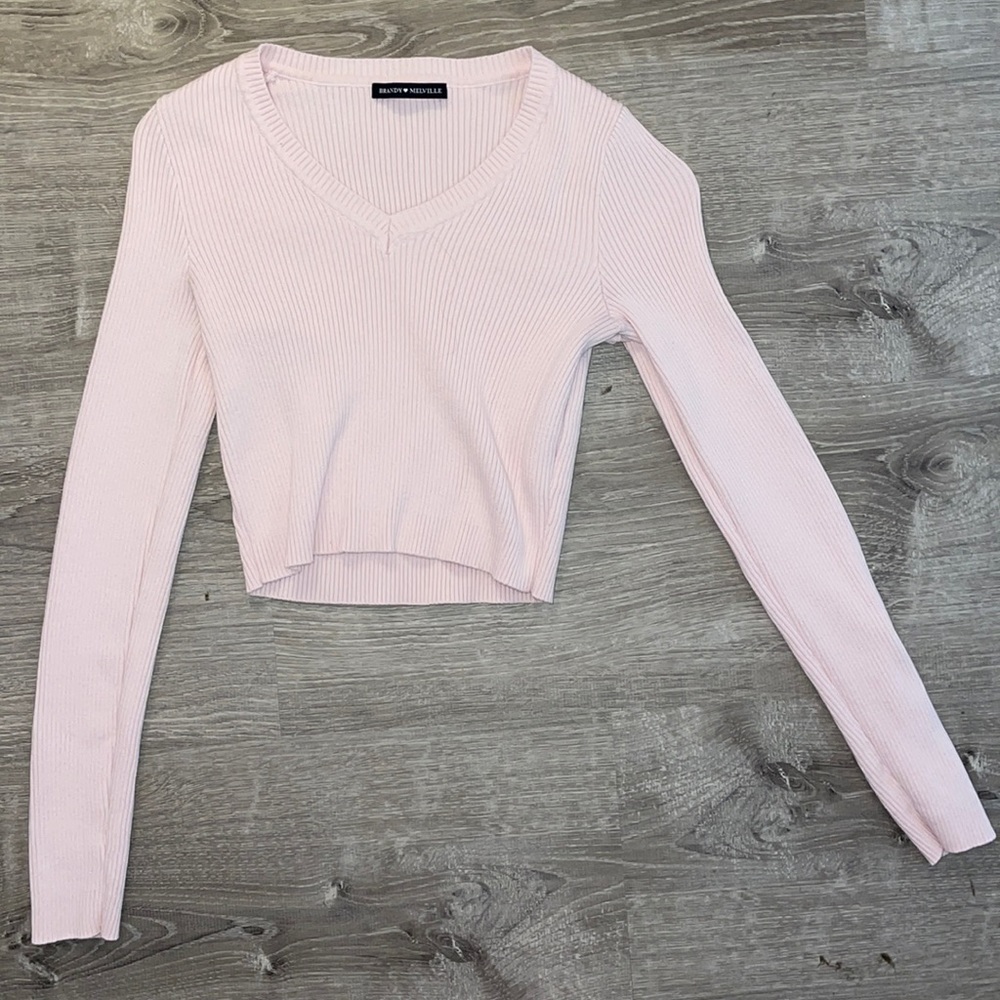 brandy melville pink crop sweater